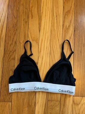 Calvin Klein Black Bralette with White Logo Band
